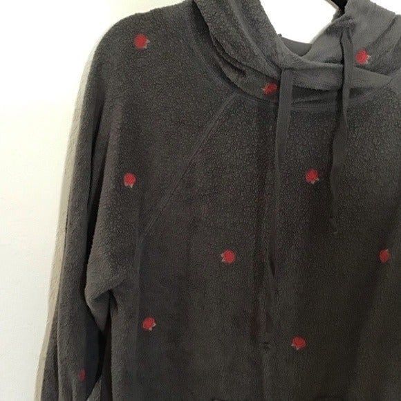 VS PINK Fleece Gray Hoodie Embroidered Roses Women's XS - Picture 2 of 3